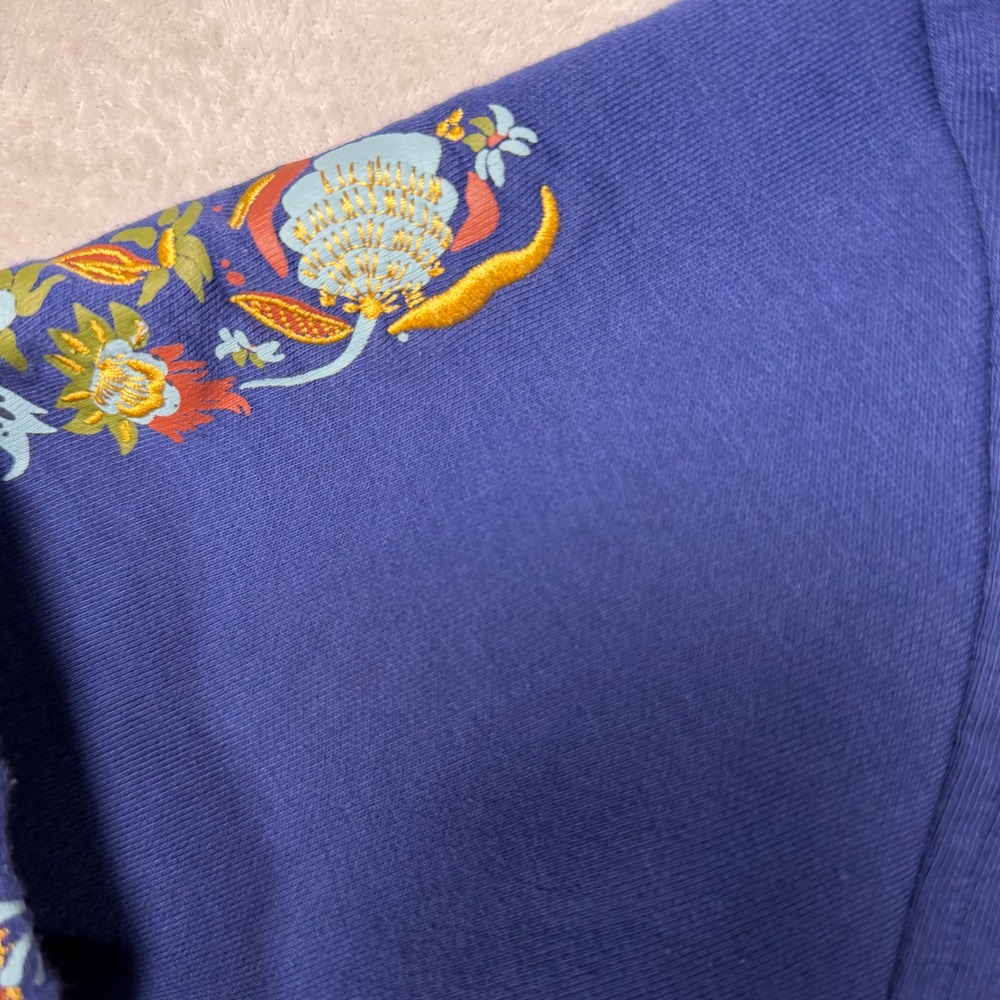 Scotch &‎ Soda Amsterdam Blue Floral Embroidered Hoodie Mens Large 1841-FA24 - Picture 4 of 9